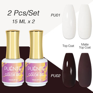 Buy 15ml-color-gel-01-02 15ML Base Gel Top Coat Set UV Gel Nail Polish Kit Nail Art Manicure Soak Off Function UV Nail Varnish Long Lasting Nail Gel