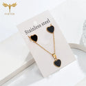 Beautiful Red Heart Jewelry for Women Golden Stainless Steel Stud Earrings Necklace Set 40cm Chain Oil Drip Pendant Charms Gifts