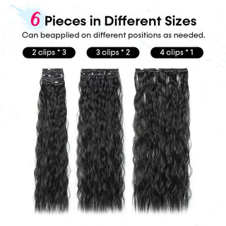 Clip in Hair Extensions Synthetic Fiber Hairpieces 22"