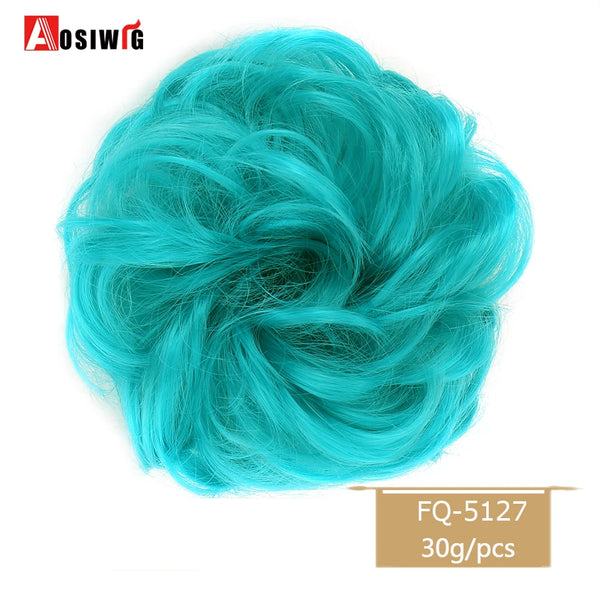 AOSIWIG Synthetic Long Curly Chignons Hair Tails Clip in Hair Extensions Fake Hair Pieces Heat Resistant Chignons for Women