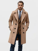 2024 Autumn and Winter High-Quality Thick Long Double Breasted Men's Woolen Coat Slim Fit Woolen Coat