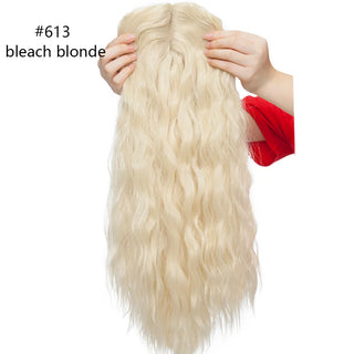 Buy bleach-blonde HAIRRO 20&#39;&#39; Water Wave Clip in Hair Pieces Black Brown Long Corn Wave Synthetic Hair Pieces for Women