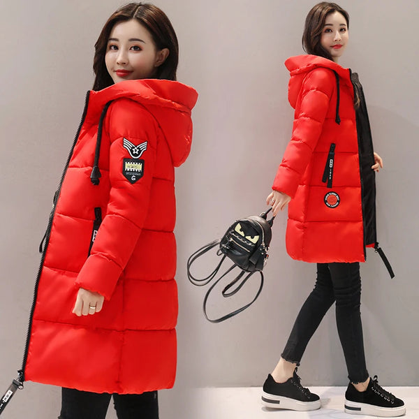 Parka Women 2022 Winter Jacket Women Coat Hooded Outwear Female Parka Thick Cotton Padded Lining Winter Female Basic Coats Z30