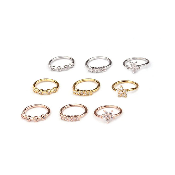 1 Pcs 0.8x8mm Nose Piercing Body Jewelry Part Nose Hoop Nostril Nose Ring Tiny Flower Helix Cartilage Tragus Ring