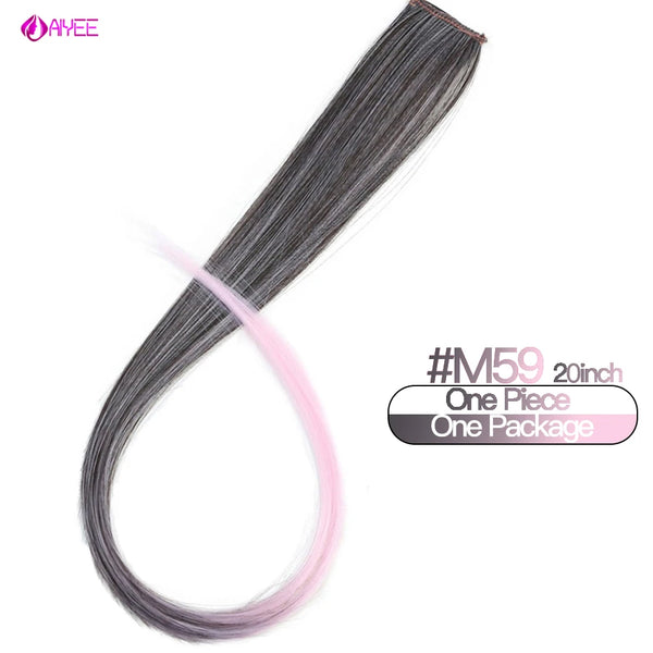 AIYEE Hair Extensions Pure RainBow Hairpiece Clip in Hair Piece Synthetic Long Straight Ombre Pink Red Rainbow Hair Piece