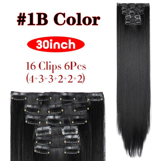 Buy 1b-zhi-30inch Alileader Synthetic Hair 16 Clip in Hair Extension Clip for Women 6Pcs/Set Hair Extension Clip in Ombre Fake Hairpiece Long Wavy