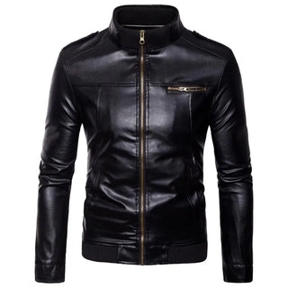 Buy black-2 Fashion Brand Motorcycle Men&#39;s Leather Jackets 2020 Winter Stand Collar Zipper Male Leather Jacket Comfortable Warm Coats