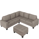 Sectional Corner Sofa L-Shape Couch Space Saving With Storage Ottoman & Cup Holders Design for Large Space Dorm Apartmen