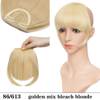 Buy golden-bleach-blonde HAIRRO 8&quot; Short Synthetic Bangs Heat Resistant Hairpieces Hair Women Natural Short Fake Hair Bangs Hair Clips on Bangs 24 Colors