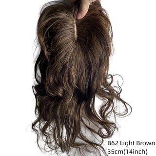 Buy b62-light-brown Clip in Natural Human Hair Topper Bangs Fringe Hair Pieces Middle Part Brazilian Extension for Women Hair Volume 10inch Non-Remy