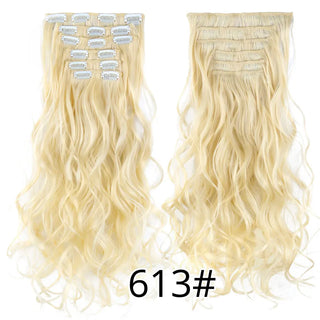 Buy curly-613 Leeons 16Clips Long Straight Synthetic Clip on Hair Extensions Cheveux Clip Naturel High Temperature Fiber Black Brown Hairpiece