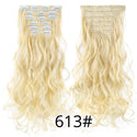 Alileader 22Inch Synthetic Long Curly 16Clips Clip in Hair Extensions Body Wave Hairpiece 6Pcs Resistant Fiber Ombre Blond Women