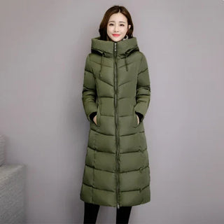 Buy armygreen 2024 Women&#39;s Winter Coats Long Section Warm Down Basic Jacket Coat Fashion Slim Outwear Female Korean Large Size Jackets M-6xl