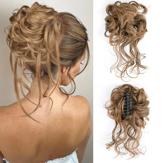 Chorliss Synthetic Claw Chignon Women Messy Curly Fluffy Hair Bun Clip in Ponytail Hair Extensions Natural False Hairpieces