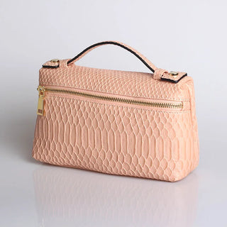 Buy snake-pink-l Snake Pattern Clutch Make Up Bags