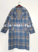 Bella Philosophy Winter Plaid Women Faux Mink Cashmere Woolen Coat Ladies Casual Turn-Down Collar Coats Female Warm Outwear