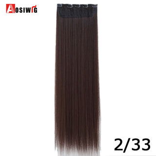 Buy 2-331 AOSIWIG Long Straight Natural Fake Hairpieces Black Brown Color  High Temperture Synthetic 5 Clip in Hair Extensions for Women