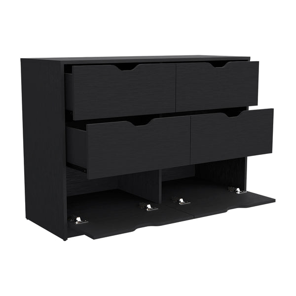 Dresser Curio, Four Drawers -Black