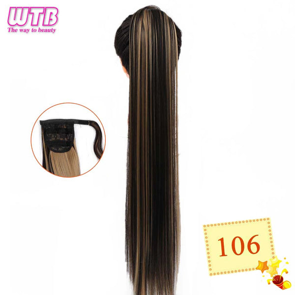 WTB Synthetic Wrap Wround Ponytail Hair Extension Long Straight Women's Clip in Hair Extensions Pony Tail False Hair 32 Inch