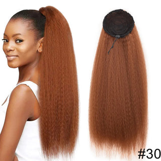 Buy 30 22inch Drawstring Ponytail Synthetic Long Afro Kinky Straight Fake Ponytail Wig Hairpiece for Women Clip in Hair Extension