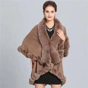 Winter New Plaid Cape for Women Loose Coat Winter 2021 Faux Fox Fur Poncho Wool Coats Women Tassel Cloak Warm Outwear