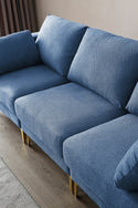 Living Room Furniture Modern Leisure L Shape Couch Blue Fabric