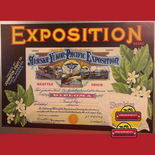 Antique Vintage Exposition Crate Label, Santa Barbara, Ca, 1930s World's Fair 1909