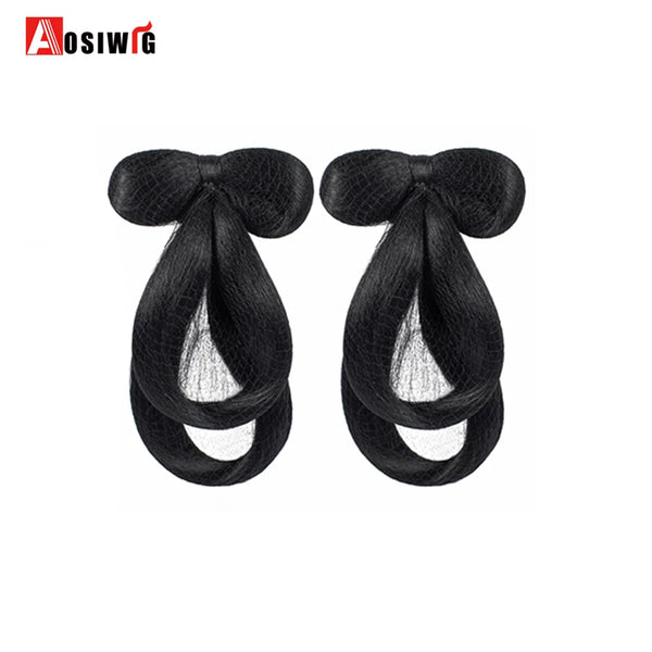 AOSI Hair Braided Clip in Hair Bun Chignon Hairpiece Donut Roller Bun Hairpiece Hand Knitting Braid Synthetic Chignon