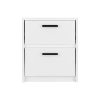 Nightstand Chequered, Two Drawes -White