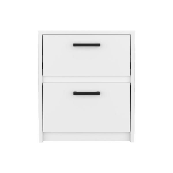 Nightstand Chequered, Two Drawes -White