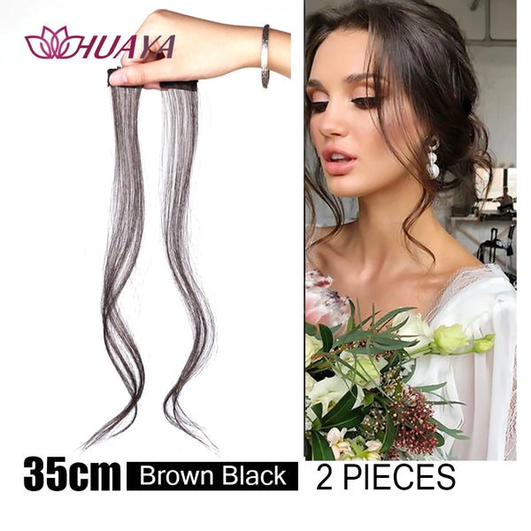 HUAYA Synthetic Hair Bangs Clips Front Side Long Bangs Fake Fringe Clip in Hair Extensions Accessories for Women