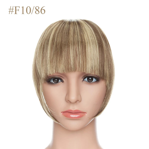 BENEHAIR Fake Bangs Synthetic Blunt Bang Clip in Hair Extension Women Blunts Fringe Hair Black Brown Bangs 2 Clips In