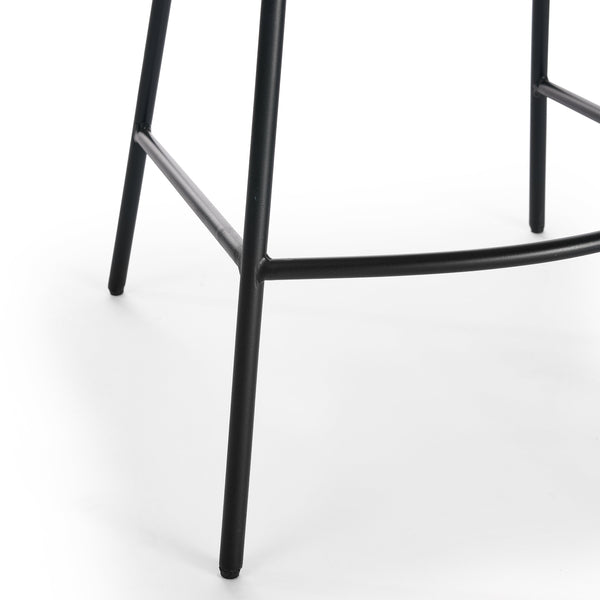 Set of 2, Natural Rattan Indoor Counter Chair , Black Finish Steel Legs,Black  (17.5"x20"x34")