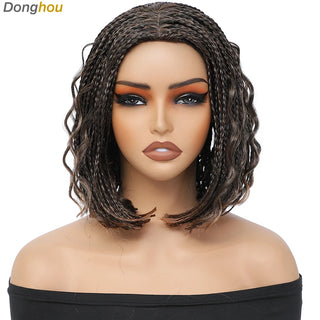 Buy 1b-30-color 12 Inch Box Braided Wigs Perruque Tresse Africaine Cheap Wigs on Sale Clearance Short Bob Braids Wig With Boho Curly for Women