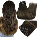 Full Shine Human Hair Extensions Clip in Hair Extensions Human Hair 7PCS 105G Double Weft Hair Extensions Human Hair for Woman