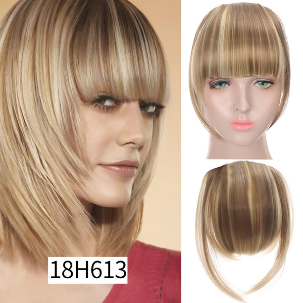 HUAYA Synthetic Hair Bangs Clips Front Side Long Bangs Fake Fringe Clip in Hair Extensions Accessories for Women