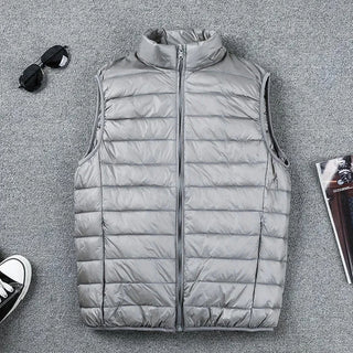 Buy gray Coat Ultralight Sleeveless Puffer Vest Jacket Ultra Thin Warm Lightweight Down Jacket Waistcoat Winter Men Duck Down Vest Coats