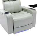 PU Leather Power Recliner Individual Seat Home Theater Recliner With Cooling Cup Holder, Bluetooth Speaker, LED Lights,