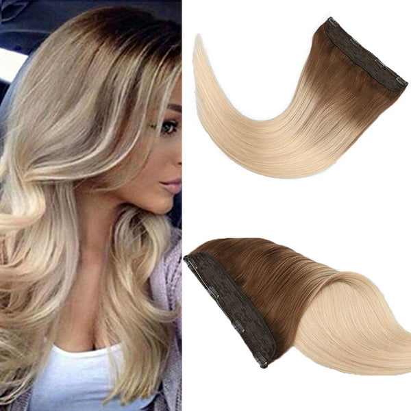 Best Quality Brazilian Wire in Hair Extensions Straight 14-22inch Remy Invisible Fish Line Human Hair Extensions With 4 Clips