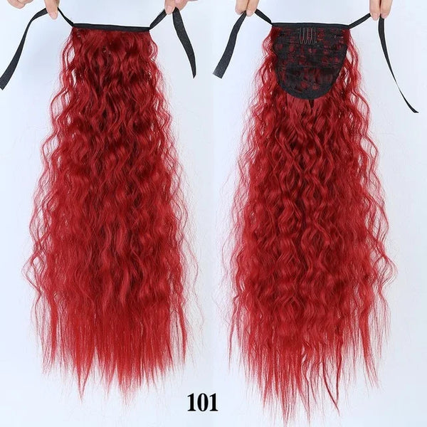 LUPU Synthetic Drawstring Ponytail 18 Inches Long Afro Curly Hair Extensions Hairpieces Pony Tail Fake Hair Heat Resistant