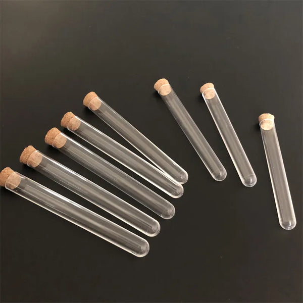 100pcs/Lot 12*100mm Clear Plastic Test Tube With Cork Transparent Test-Tube