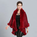 Winter New Plaid Cape for Women Loose Coat Winter 2021 Faux Fox Fur Poncho Wool Coats Women Tassel Cloak Warm Outwear