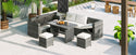 Outdoor 6-Piece All Weather PE Rattan Sofa Set, Garden Patio Wicker Sectional Furniture Set With Adjustable Seat, Storag