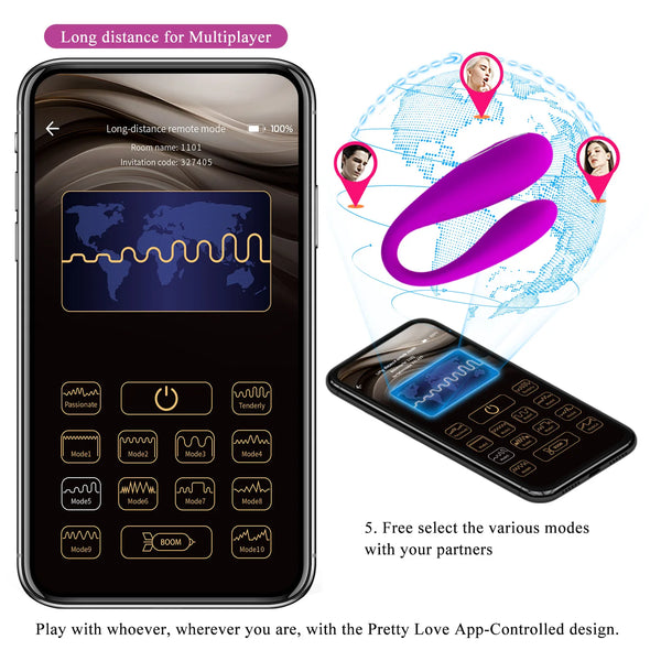 Bluetooth Connect App Control Pretty Love Wireless Vibrator 12 Speeds Clitoris G Spot Strapon Vibrators for Woman Sex Toys.