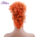 Blice Short Kinky Curly Mohawk Hair Extensions Colorful Chignon Hair Pieces With Clips for African American Women