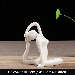 Buy 11 VILEAD 12 Styles White Ceramic Yoga Figurines Ename Yoga Miniatures Abstract Yog Stattues Yoj Figurines Vintage Home Decor