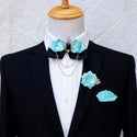 Crystal Bow Tie Set Men's Women's Business Suit Accessories Collar Flowers Vintage Wedding Bow-Tie Pocket Towel Brooch 3pcs Sets