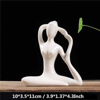 Buy 3 VILEAD 12 Styles White Ceramic Yoga Figurines Ename Yoga Miniatures Abstract Yog Stattues Yoj Figurines Vintage Home Decor