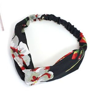 Buy t6-black Women Girls Summer Bohemian Hair Bands Print Headbands Retro Cross Turban Bandage Bandanas HairBands Hair Accessories Headwrap