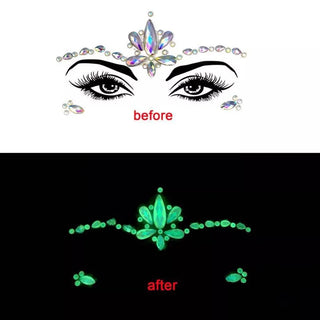 Buy 09 Luminous Crystal Face Stickers Rhinestone Temporary Tattoo Glow in the Dark Face Jewelry Stickers Eye Stickers Party Makeup